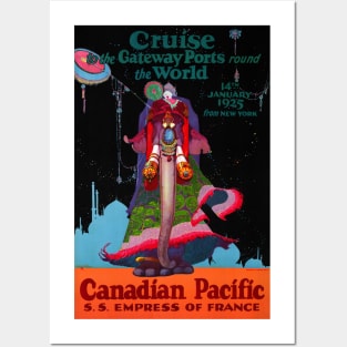 Vintage Travel Poster Cruise To The Gateway Ports Around The World Canada Posters and Art